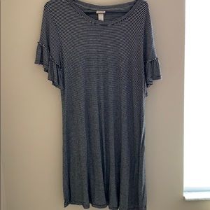 Black and white striped dress